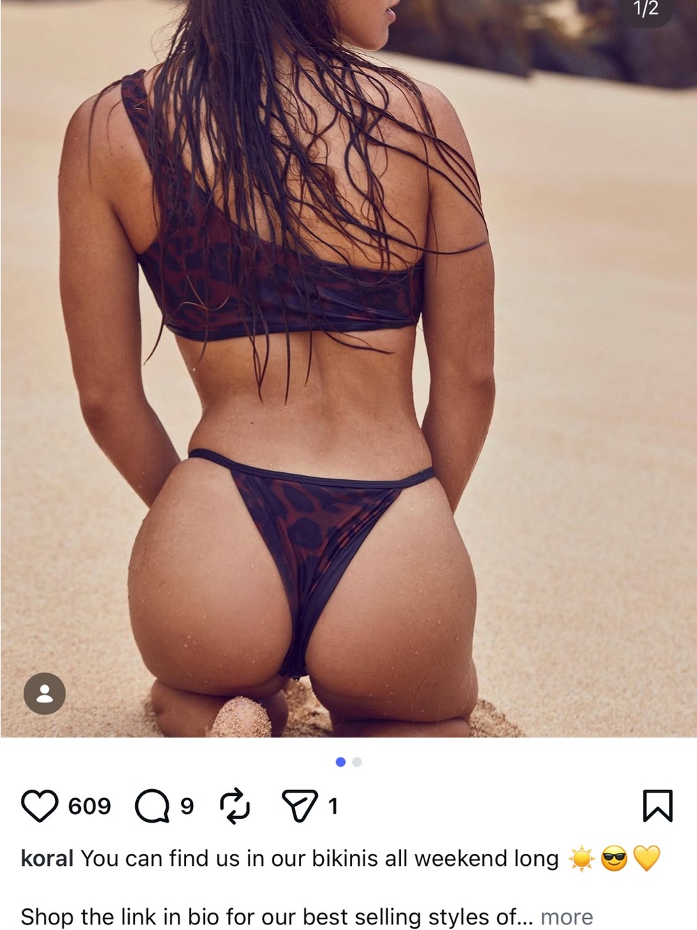 Koral Black & Brown Tiger-Print High-Cut Bikini Bottom